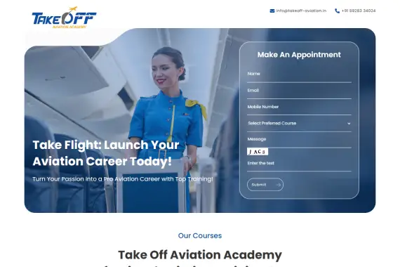Take Off Aviation Academy website built by Nexgeno